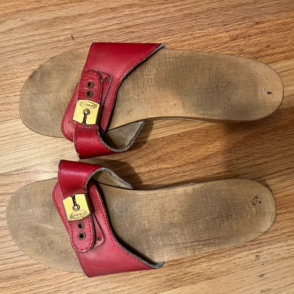 Dr. School’s Original Leather Sandal - red, size 8